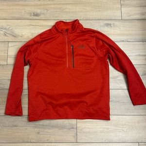 North Face red quarter zip sweatshirt